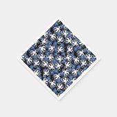 Serviette En Papier Octopus noir, blanc et bleu Motif sans couture (Coin)