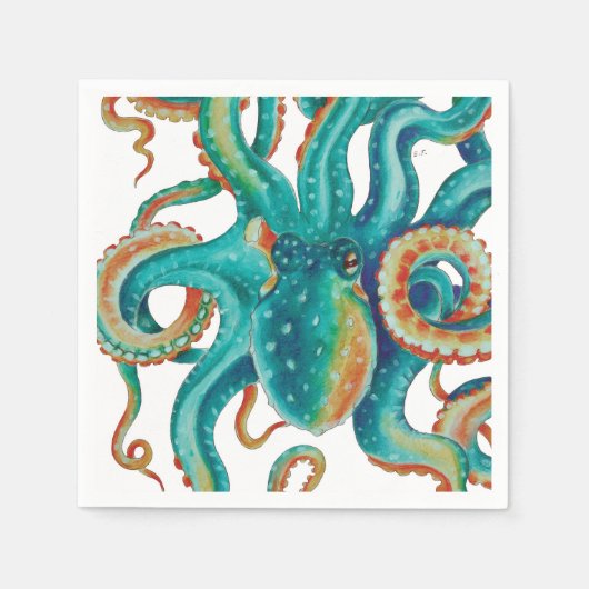 Serviette En Papier Octopus Teal (Devant)