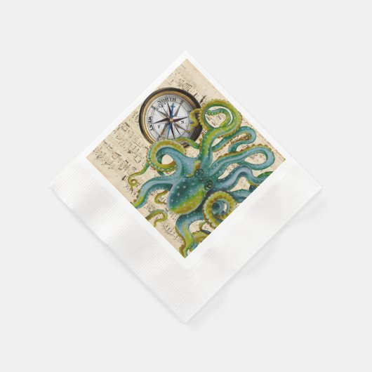 Serviette En Papier Octopus Tentacles Compass Music (Coin)