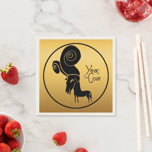 Serviette En Papier Odd Gold Chèvre bélier chinois Année Zodiac Papier (En situation)