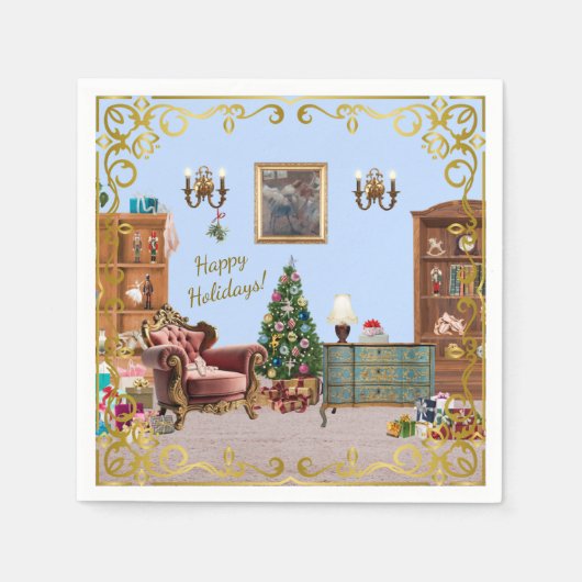 Serviette En Papier Ode to the Nutcracker Ballet Blue (Devant)