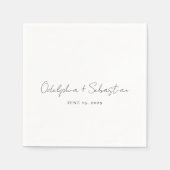 Serviette En Papier Odelphie Script moderne minimal mariage élégant (Devant)