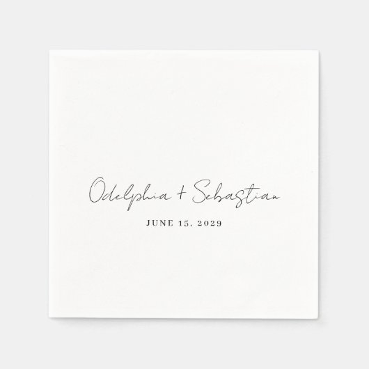 Serviette En Papier Odelphie Script moderne minimal mariage élégant (Devant)