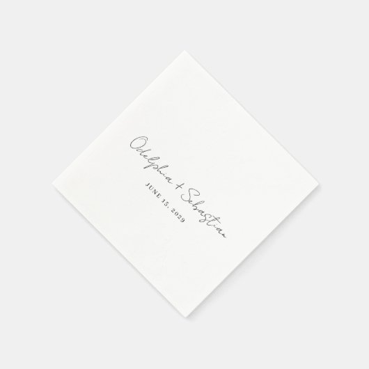 Serviette En Papier Odelphie Script moderne minimal mariage élégant (Coin)