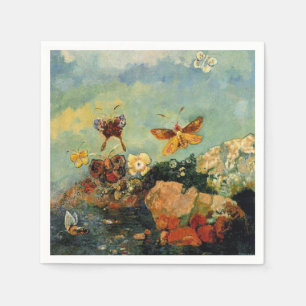 Serviette En Papier Odilon Redon - Papillons, célèbre peinture,