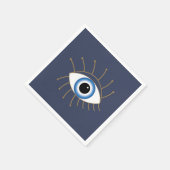 Serviette En Papier Oeil Mal Grec Avec Lashes Bleu Blanc Or (Coin)