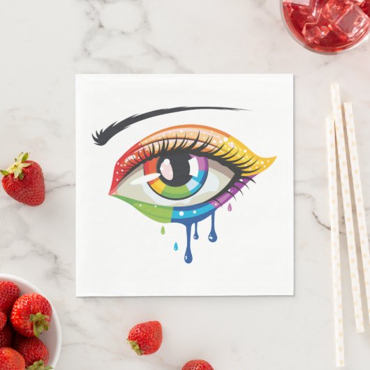 Serviette En Papier Oeil peint (En situation)