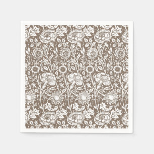Serviette En Papier Œillet Art Nouveau Damassé, Taupe et Blanc
