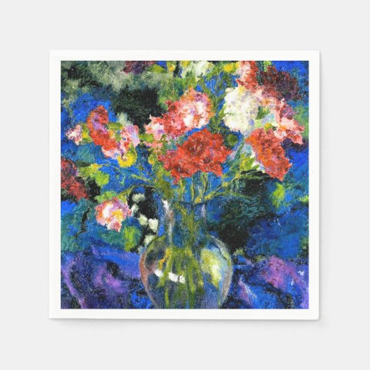 Serviette En Papier Oeillets dans un vase de verre rond (Devant)