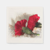 Serviette En Papier Oeillets rouges sur papier Brocade Napkin (Devant)