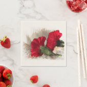 Serviette En Papier Oeillets rouges sur papier Brocade Napkin (En situation)