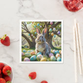 Serviette En Papier Oeuf de Pâques avec lapin (En situation)