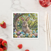 Serviette En Papier Oeuf de Pâques avec lapin (En situation)
