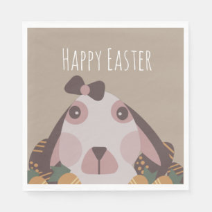Serviette En Papier Œufs de Pâques Chocolat Lapin Carottes Joyeuses