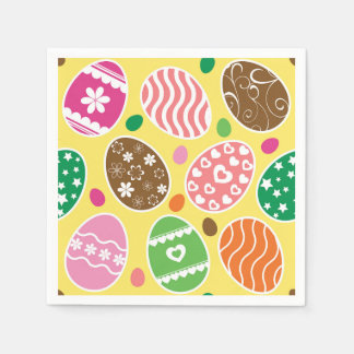 Serviette En Papier OEufs de Pâques colorés Motif Jaune Arrière - plan