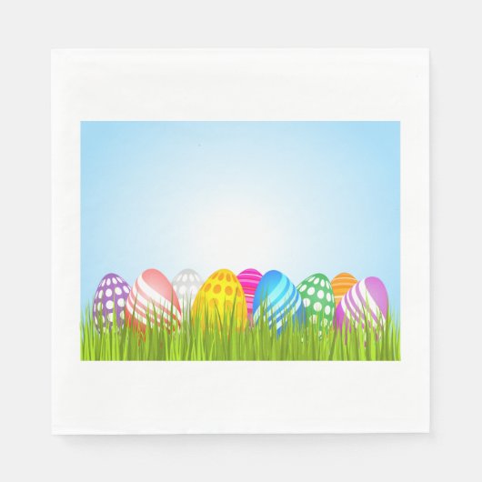 Serviette En Papier Oeufs De Pâques En Papier Grass Serviettes (Devant)