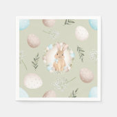 Serviette En Papier Oeufs de Pâques et Bunny Printemps Beige vert past (Devant)