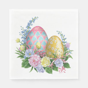 Serviette En Papier Oeufs de Pâques et fleurs