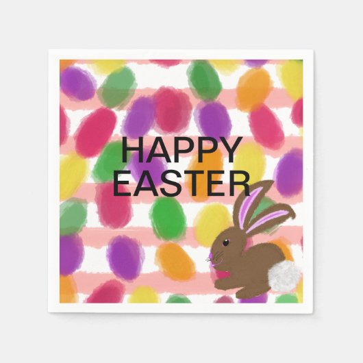Serviette En Papier OEufs de Pâques lapin (Devant)