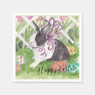 Serviette En Papier Oeufs de pâques néerlandais de lapin d'aquarelle