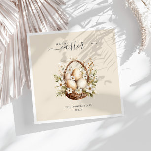 Serviette En Papier Oeufs Fleurs de Printemps Pastel Joyeux Pâques