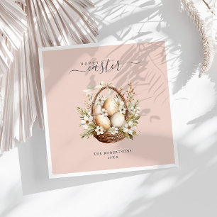 Serviette En Papier Oeufs Fleurs de Printemps Pastel Joyeux Pâques