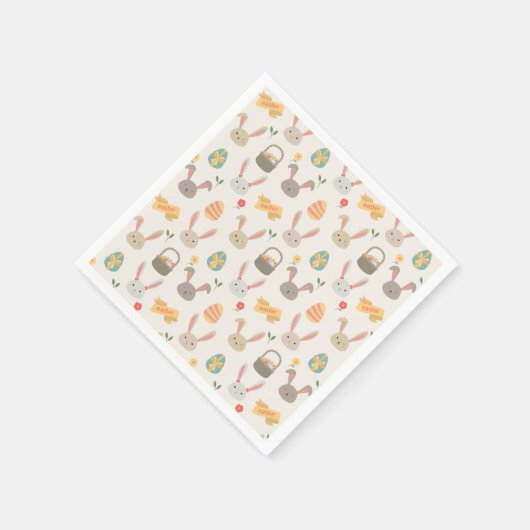 Serviette En Papier Oeufs simples et lapins Pâques | Serviette en Papi (Coin)