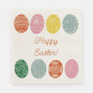 Serviette En Papier Oeufs ukrainiens Pysanky Décorés Joyeux Pâques
