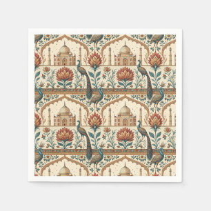 Serviette En Papier Œuvre d'art au motif floral de paon du palais roya