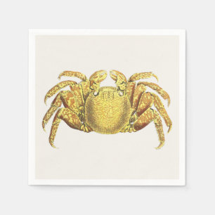 Serviette En Papier Œuvre d'art côtière nautique vintage crabe variegé