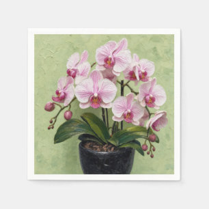 Serviette En Papier Œuvre d'art en impasto d'orchidée rose