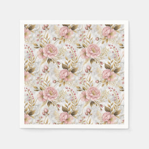 Serviette En Papier Œuvre d'art florale botanique Pivoine rose et Saug
