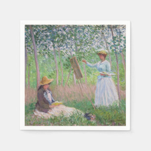 Serviette En Papier Œuvre d'art forestière vintage de Monet