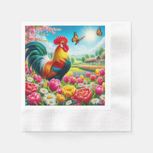 Serviette En Papier OEuvre florale/de printemps/de poulet