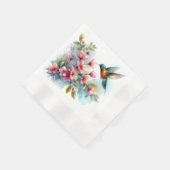 Serviette En Papier OEuvre florale/printanière de colibri (Coin)