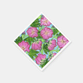Serviette En Papier Oeuvre originale Hollyhock Florale Peinte à la mai (Coin)