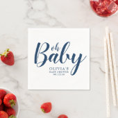 Serviette En Papier Oh Baby - Baby shower bleu marine (En situation)
