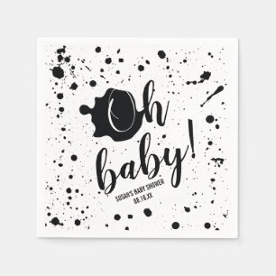 Serviette En Papier Oh Baby Black Paint Splatter Unisex Baby shower