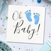 Serviette En Papier Oh Baby Blue Feet Baby shower