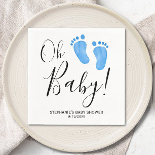 Serviette En Papier Oh Baby Blue Feet Baby shower serviettes