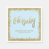 Serviette En Papier Oh Baby Blue Gold Parties scintillant Baby shower (Devant)