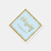 Serviette En Papier Oh Baby Blue Gold Parties scintillant Baby shower (Coin)