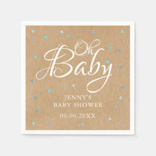 Serviette En Papier Oh Baby Blue Love Hearts Baby shower / Saupoudrer