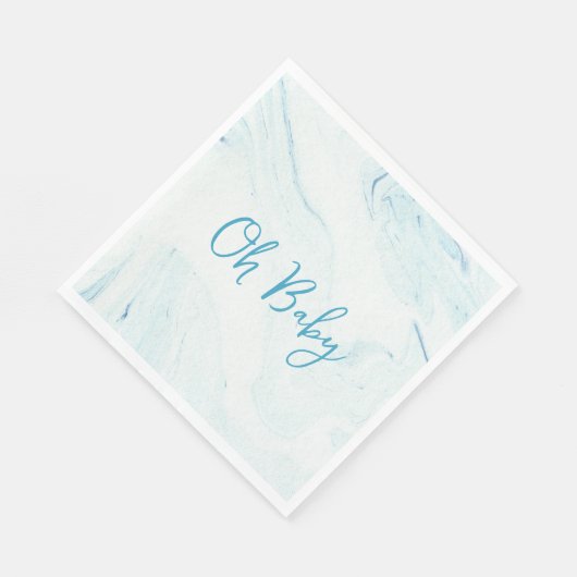 Serviette En Papier Oh Baby Blue Marble Boy Baby shower Papier Napkin (Coin)