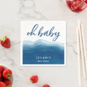 Serviette En Papier Oh Baby Blue Ombre Baby shower d'onde d'aquarelle (En situation)