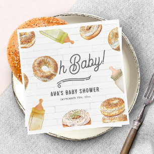 Serviette En Papier Oh Baby Bottles & Bagels Baby shower Brunch