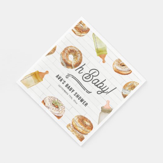 Serviette En Papier Oh Baby Bottles & Bagels Baby shower Brunch (Coin)