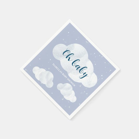 Serviette En Papier Oh Baby Boy Blue Clouds Sky Stars Baby shower (Coin)