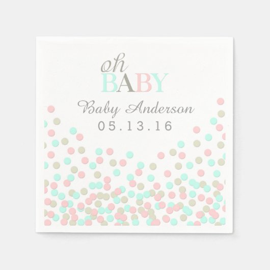 Serviette En Papier Oh Baby Confetti Baby shower Napkin | Bleu rose (Devant)