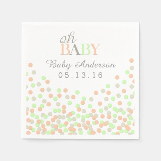 Serviette En Papier Oh Baby Confetti Baby shower Napkin | Monnaie de c (Devant)